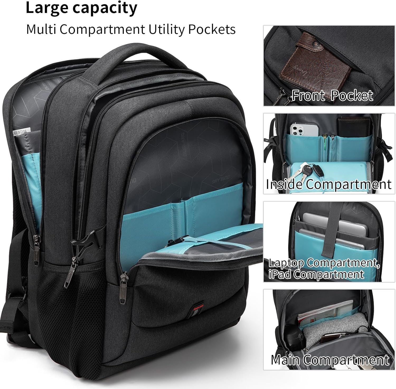 Waterdichte Laptoprugzak met USB-Oplaadpoort en Georganiseerde Vakken voor Dagelijks Werk en Reizen 33-43cm | Sansoti