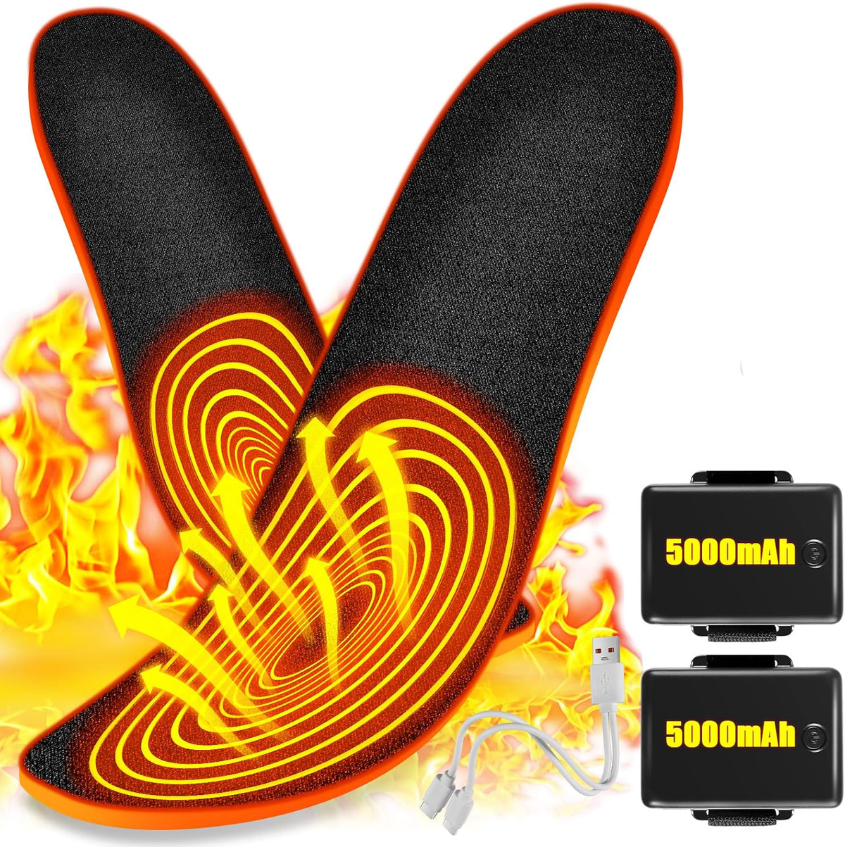 Heated Insoles with Wireless Control Rechargeable Adjustable Heat Level Warm Feet Winter Shoes | Sansoti