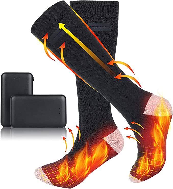 Elektrisch beheizte Socken mit wiederaufladbarer Batterie, warme Unisex-Wintersocken, 3 Temperaturstufen, komfortabel | Sansoti