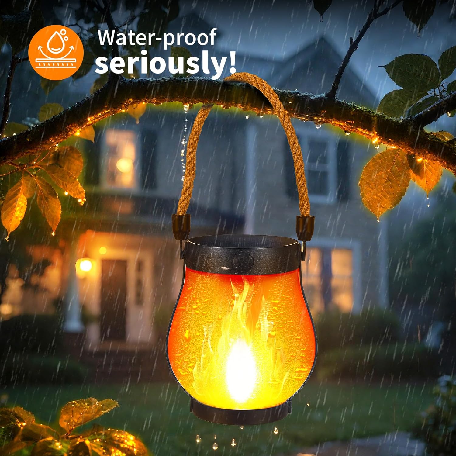 Solar Lantaarn met Vlameffect LED Verlichting Inclusief USB Oplaadoptie Weersbestendig Tuinverlichting Automatische Schemersensor Draadloos Buiten Terras Balkon | Sansoti