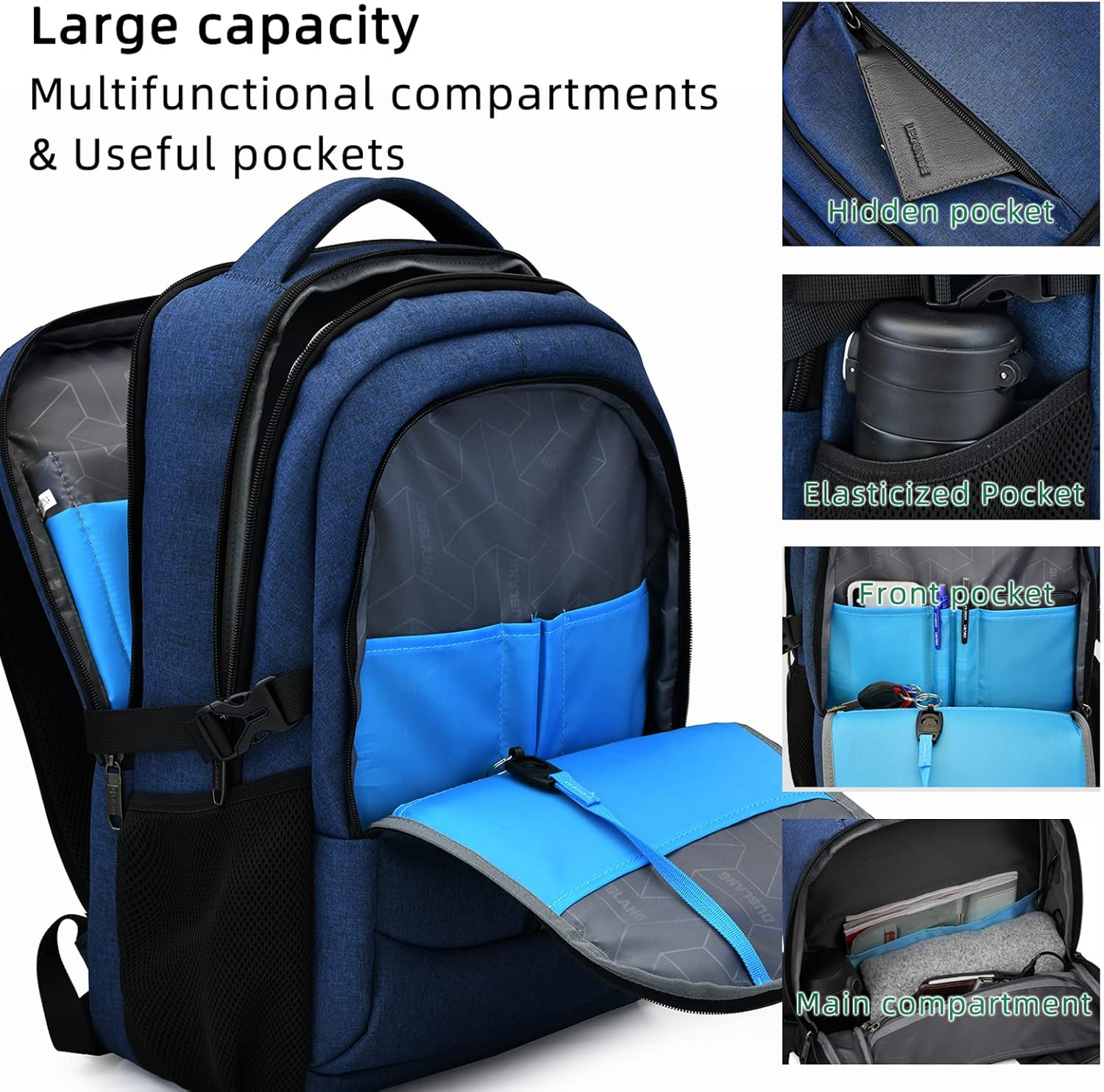 Waterdichte Laptoprugzak met USB-Oplaadpoort en Georganiseerde Vakken voor Dagelijks Werk en Reizen 33-43cm | Sansoti