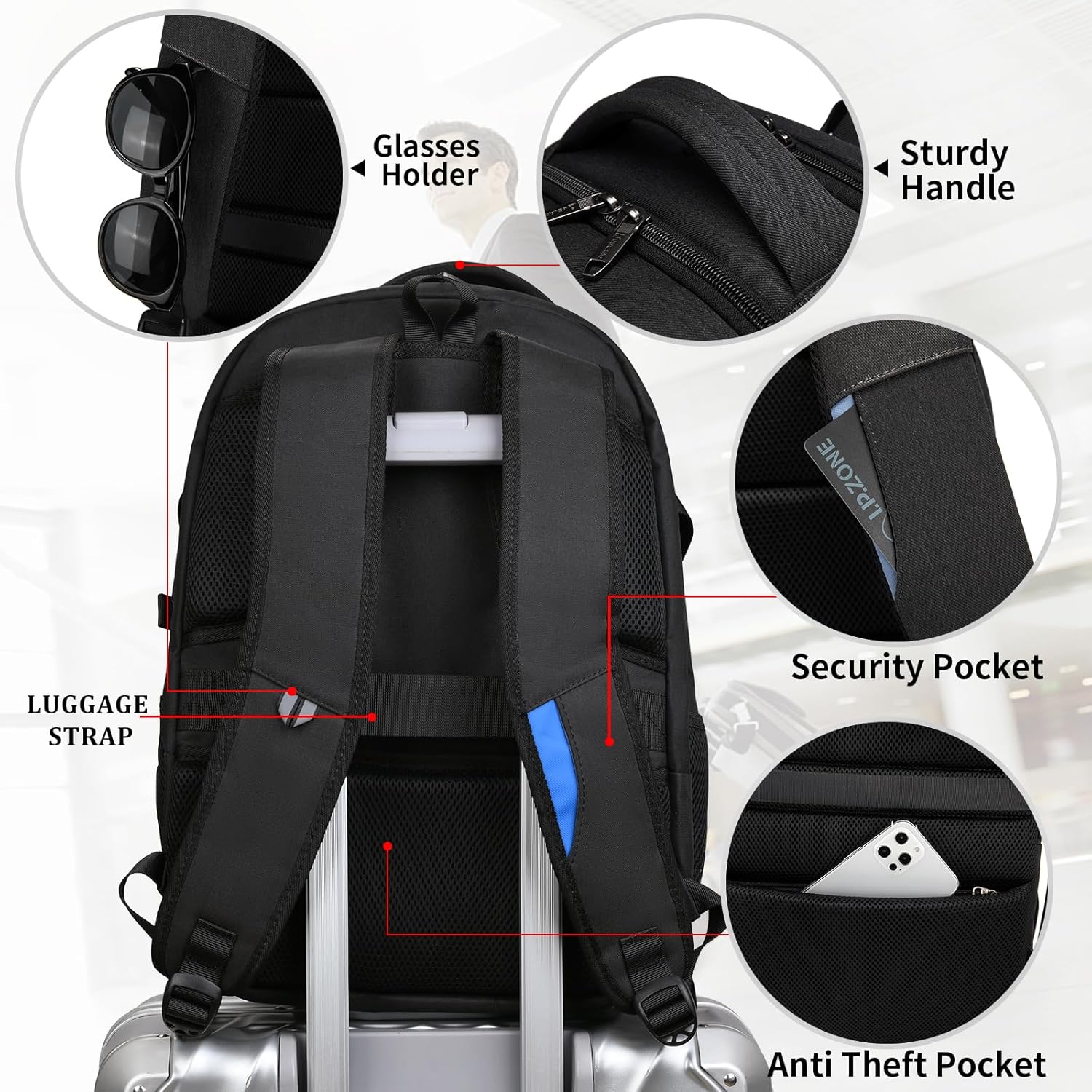 Waterdichte Laptoprugzak met USB-Oplaadpoort en Georganiseerde Vakken voor Dagelijks Werk en Reizen 33-43cm | Sansoti