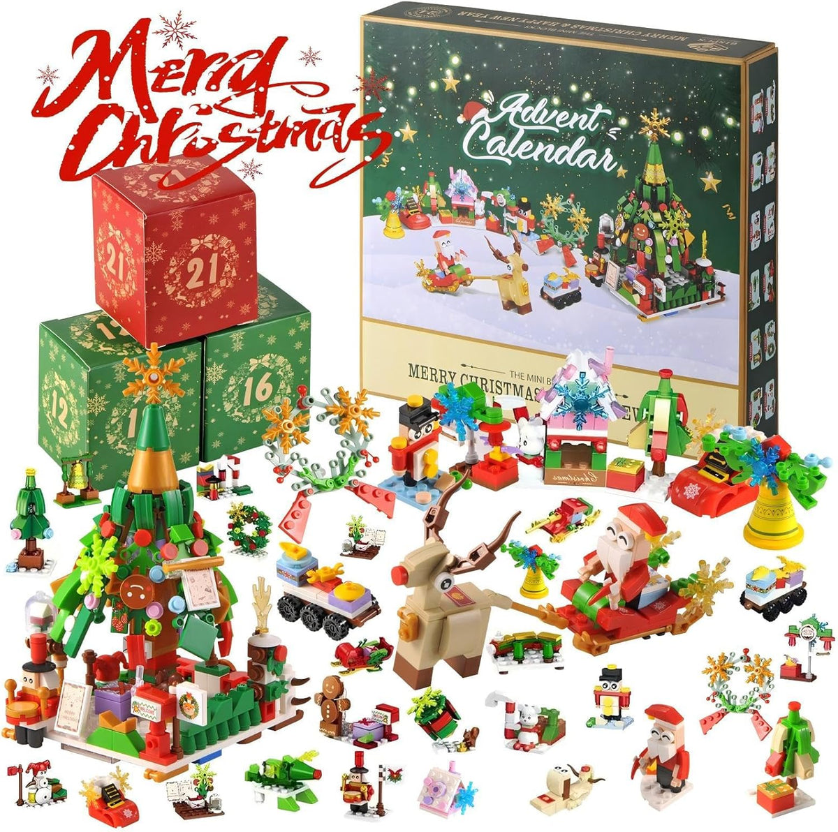 Adventskalender Bouwblokken 24 Dagen Kerstdorp Winterthema Creatief Constructiespeelgoed Kerst December Kinderen | Sansoti