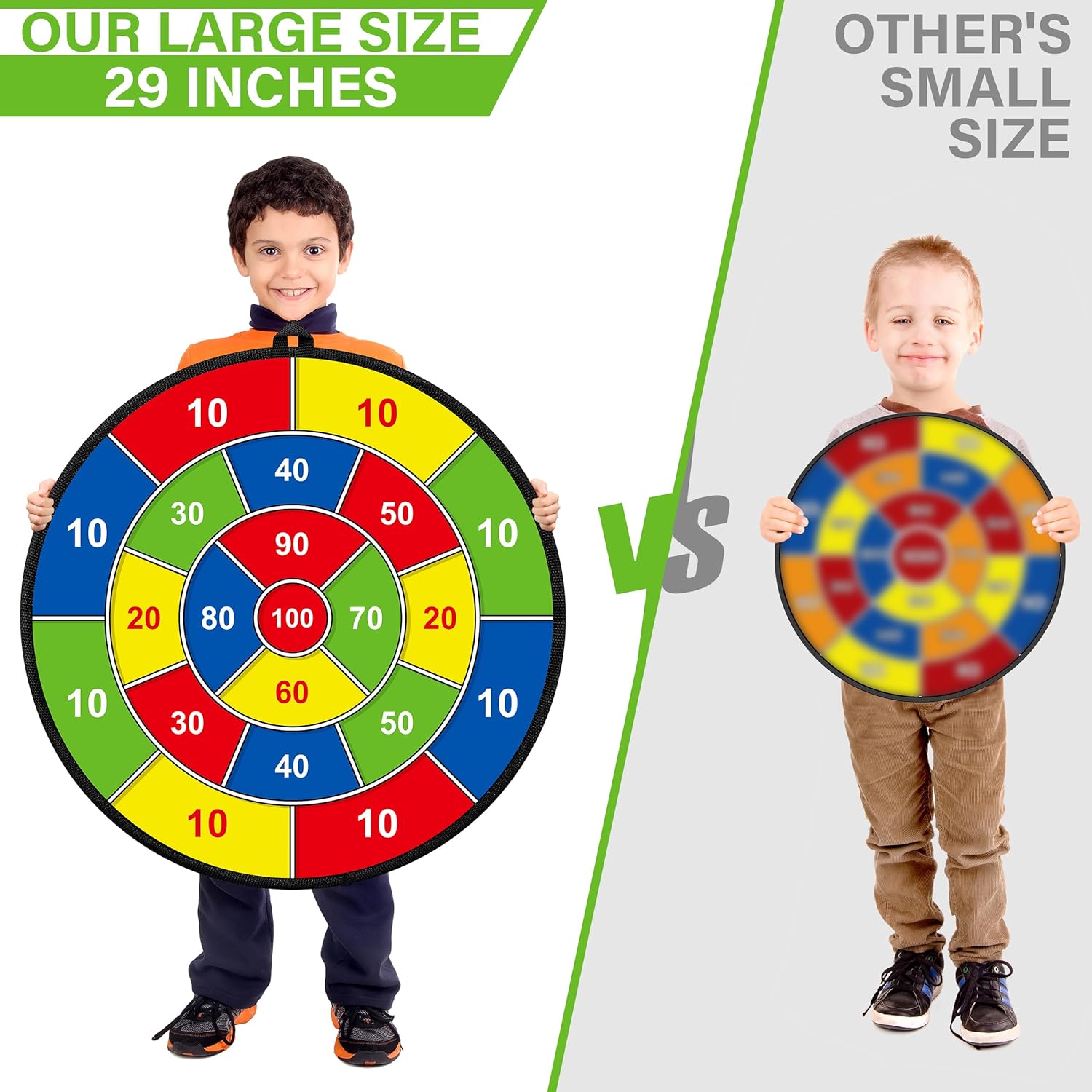 Groot Dubbelzijdig Dartbord voor Kinderen met 12 Klittenballetjes en 6 Klittenpijltjes voor Actieve Speelplezier Binnen en Buiten 74 cm | Sansoti