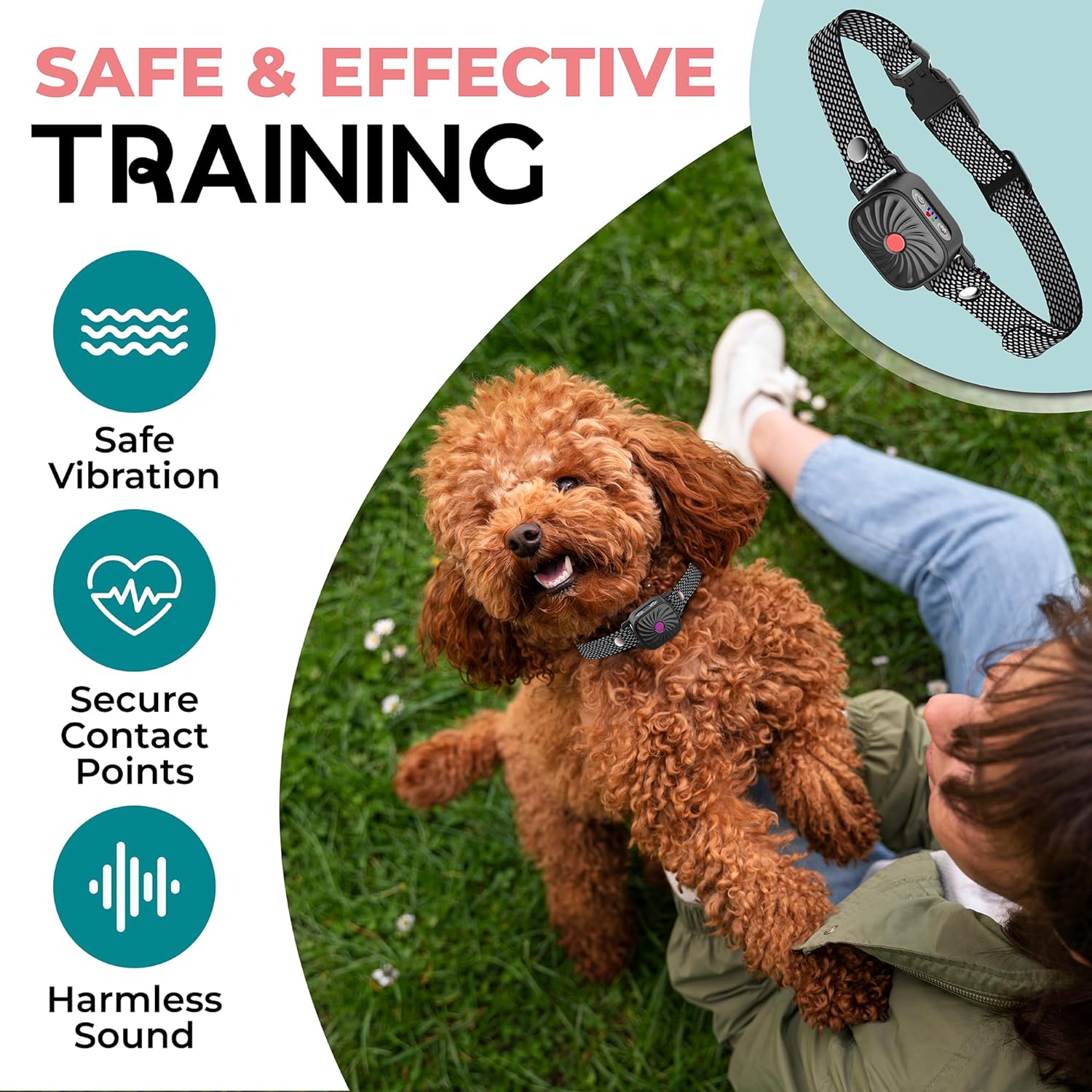 Anti-blaf Halsband voor Kleine Honden met Trillingen en Geluid | Verstelbaar 15-50 cm | Waterdicht IP87 | Hondentraining Oplossing | Sansoti