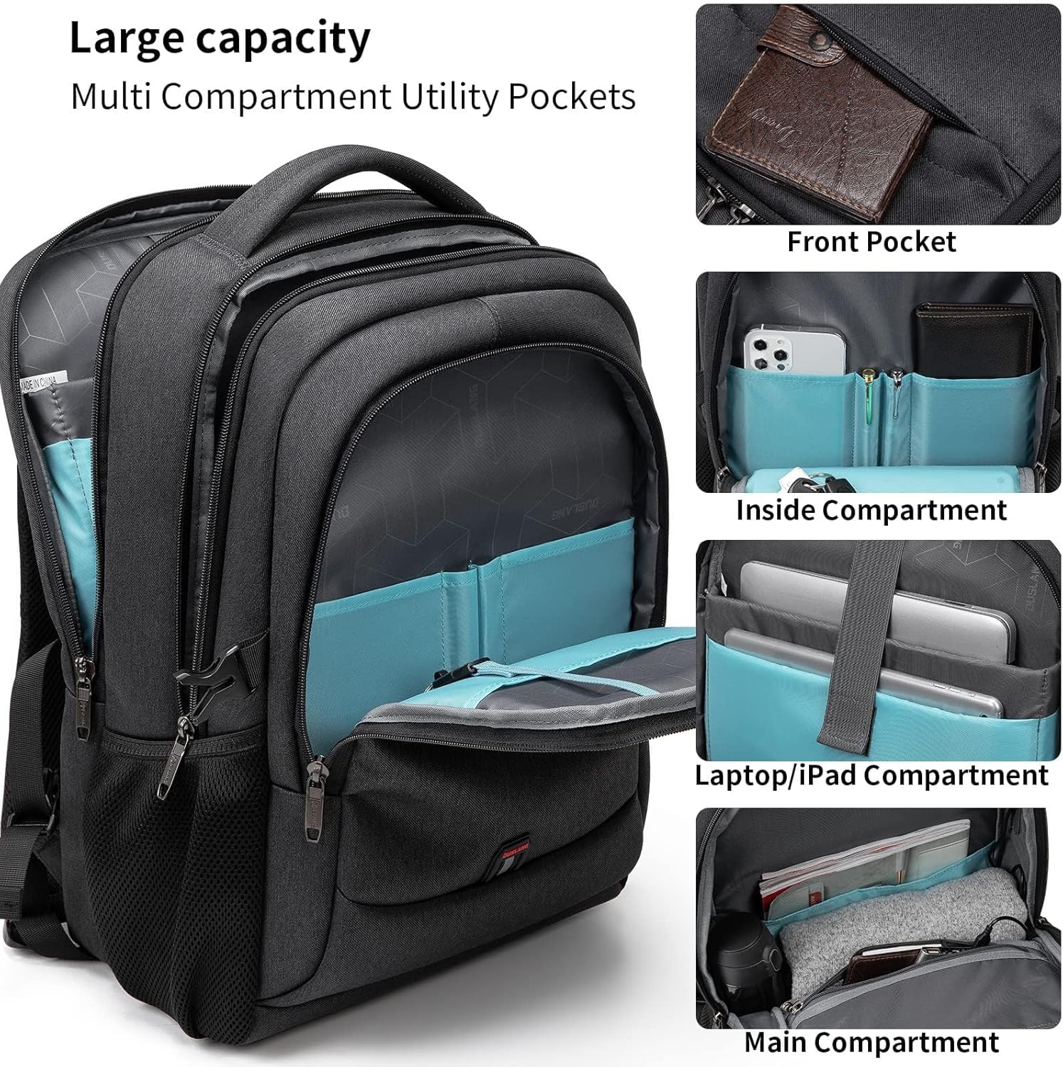 Waterdichte Laptoprugzak met USB-Oplaadpoort en Georganiseerde Vakken voor Dagelijks Werk en Reizen 33-43cm | Sansoti