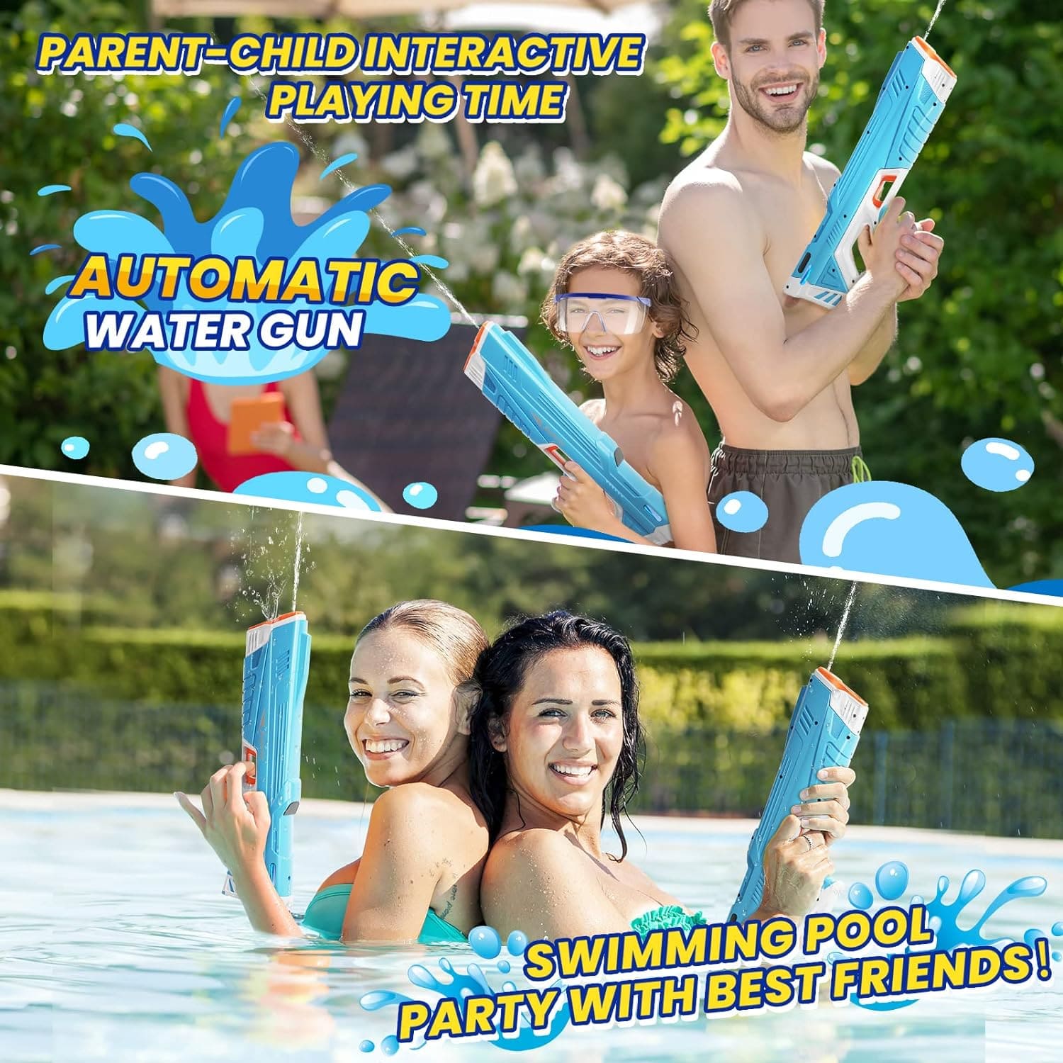 Waterpistool met Groot Bereik 12 Meter – Elektrisch Waterspeelgoed voor Kinderen en Volwassenen met 250+ Schoten Capaciteit | Sansoti