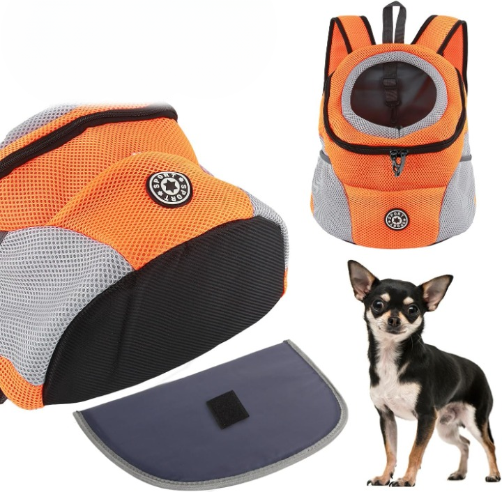 Hondenrugzak Nylon Mesh S M L tot 10kg 50cm Ergonomisch Heupband Veiligheidshaak Wandelen Stad Openbaar Vervoer Roze Oranje Groen Blauw Zwart | Sansoti