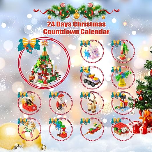 Adventskalender Bouwblokken 24 Dagen Kerstdorp Winterthema Creatief Constructiespeelgoed Kerst December Kinderen | Sansoti