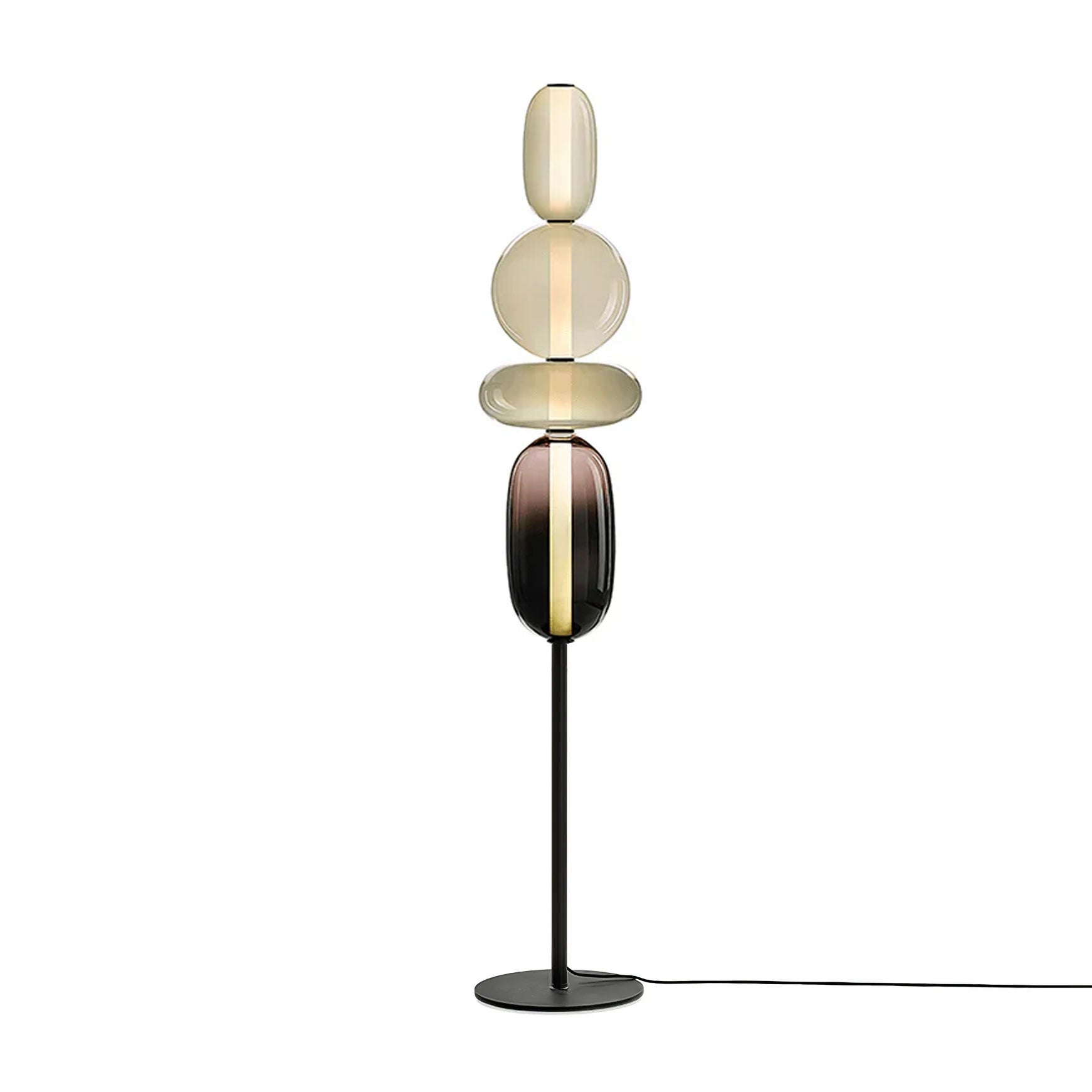 Handgeblazen Glazen Vloerlamp met Artistieke Glasclusters – Decoratief Stijlicoon met Geïntegreerde LED – Verkrijgbaar in Twee Hoogtes | Sansoti