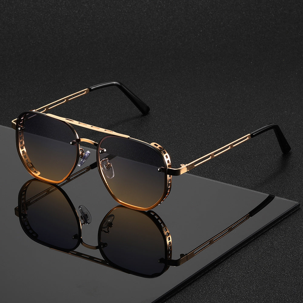 Minimalistische Metalen Zonnebril met UV-bescherming Ronde Glazen Unisex | Sansoti