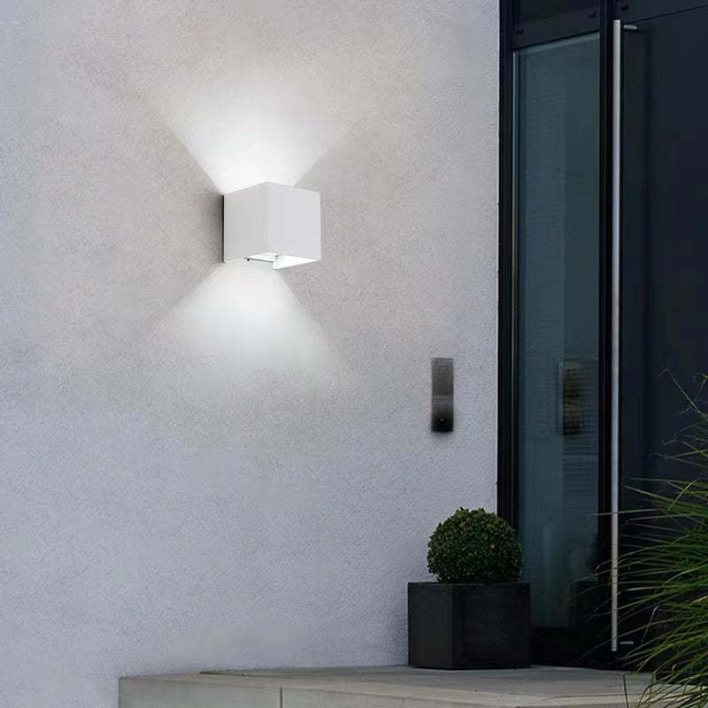 Square Outdoor Wall Light LED Adjustable Black White Gray Waterproof IP65 Metal Acrylic Garden Lighting | Sansoti