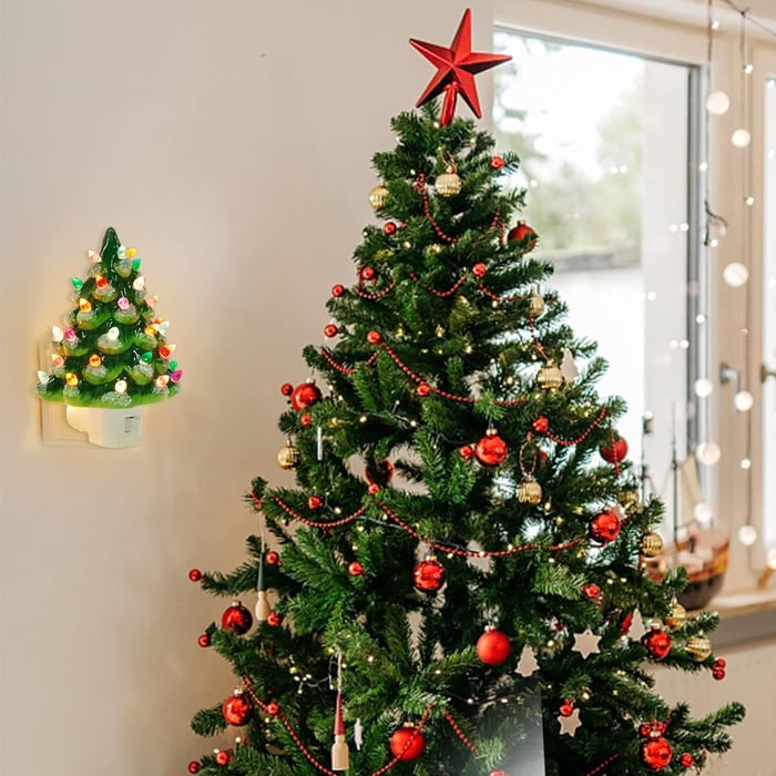 Decoratieve Verlichte Kerstboom Nachtlamp Warmwit LED Sfeerverlichting Hars voor Kerstdecoratie Slaapkamer Woonkamer | Sansoti