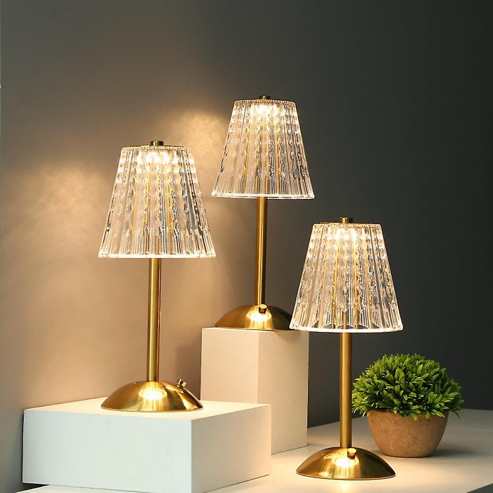 Lampe de table tactile LED dimmable Cristal Or Aluminium Acrylique Chambre Salon | Restfield