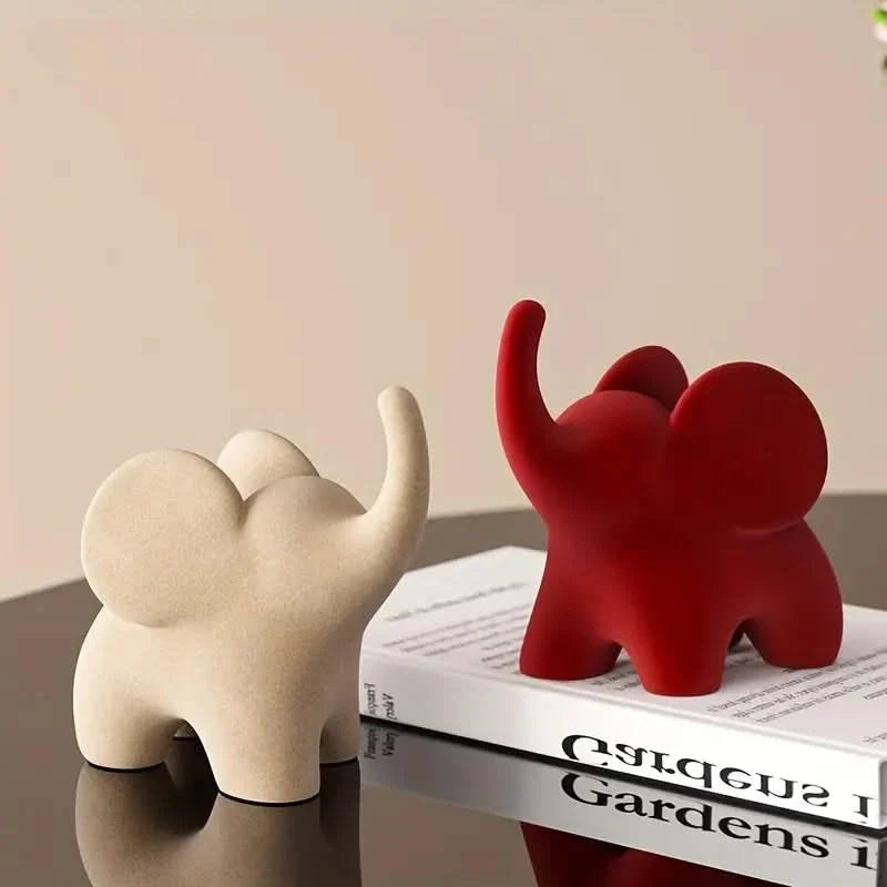 Olifantbeeld met Fluwelen Afwerking Kunsthars Decoratief Figuur Woonkamer Slaapkamer Scandinavisch Design | Sansoti