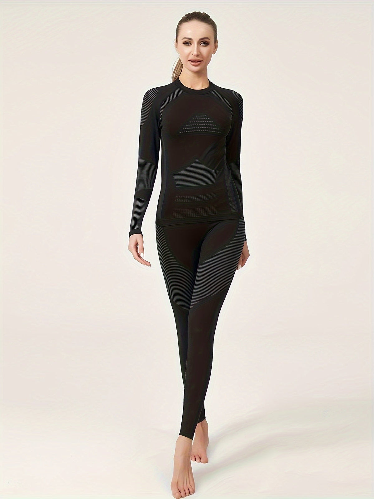 Thermische Basislaag Set voor Dames Ademend Ondergoed Winter Yoga Ski Wandelen Herfst Sportkleding Thermokleding | Sansoti