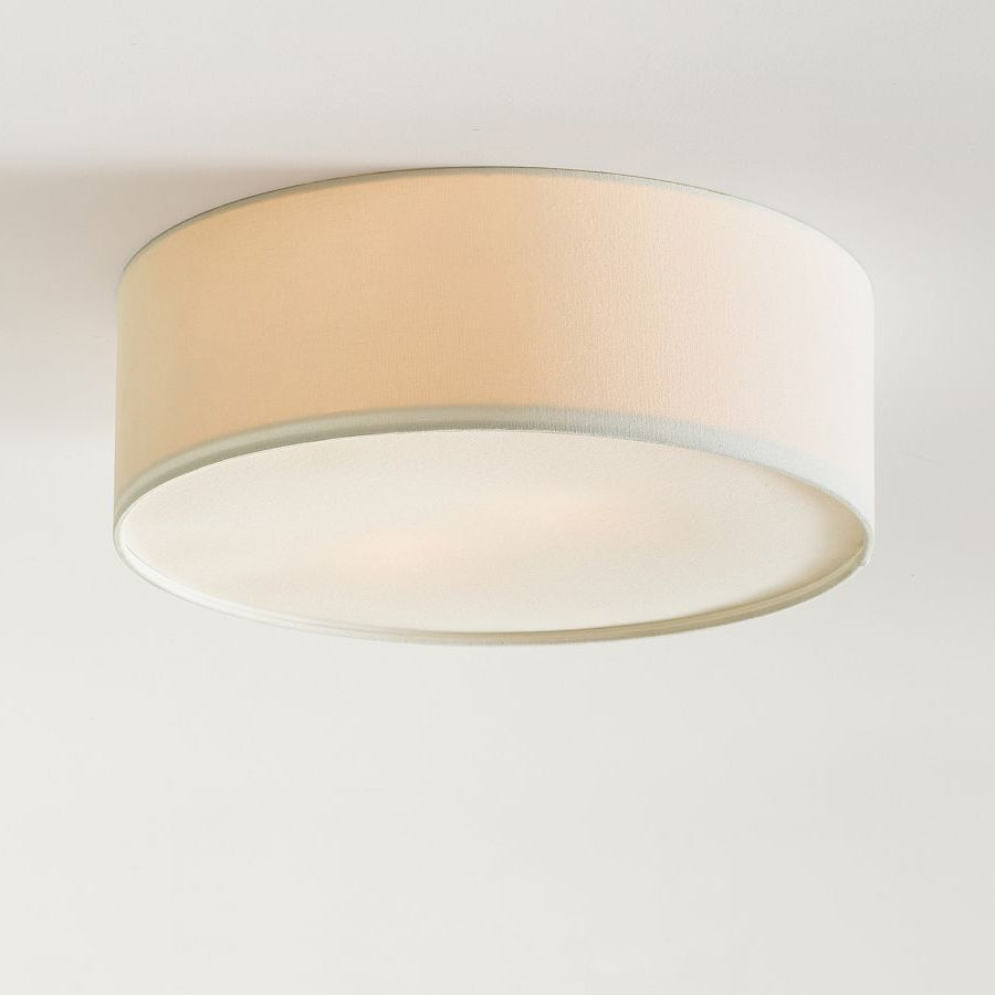 Linen ceiling lamp with drum shade, modern design, E27 socket, Scandinavian style, bedroom, living room | Sansoti