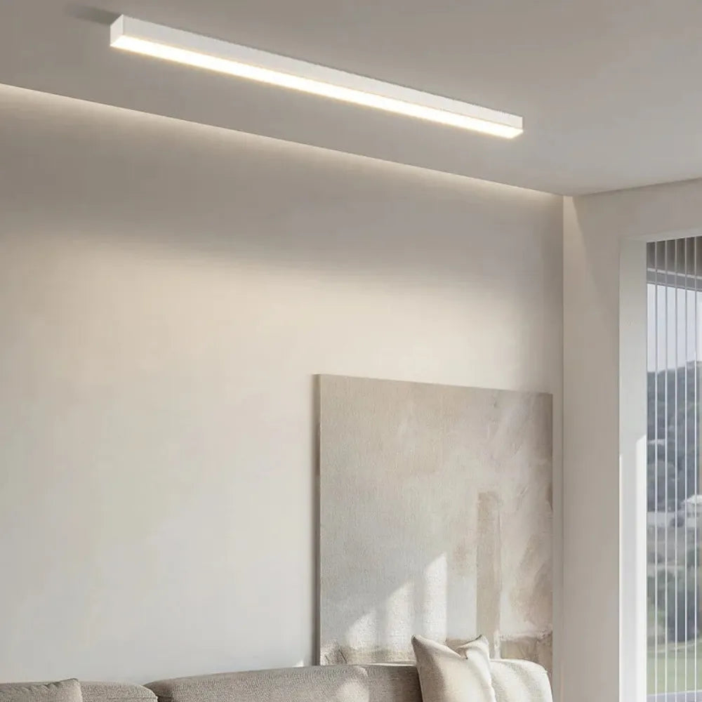 LED Deckenleuchte Schwarz Langgezogen Modern für Wohnzimmer Flur Schlafzimmer Minimalistische Deckenbeleuchtung Innen | Restfield