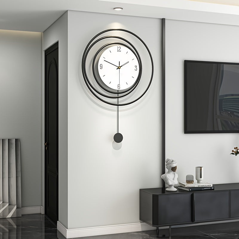 Metalen Wandklok Modern Minimalistisch – 72 cm hoog en 45 cm breed met Stil Uurwerk – Zwarte Muurdecoratie voor Woonkamer Kantoor | Sansoti