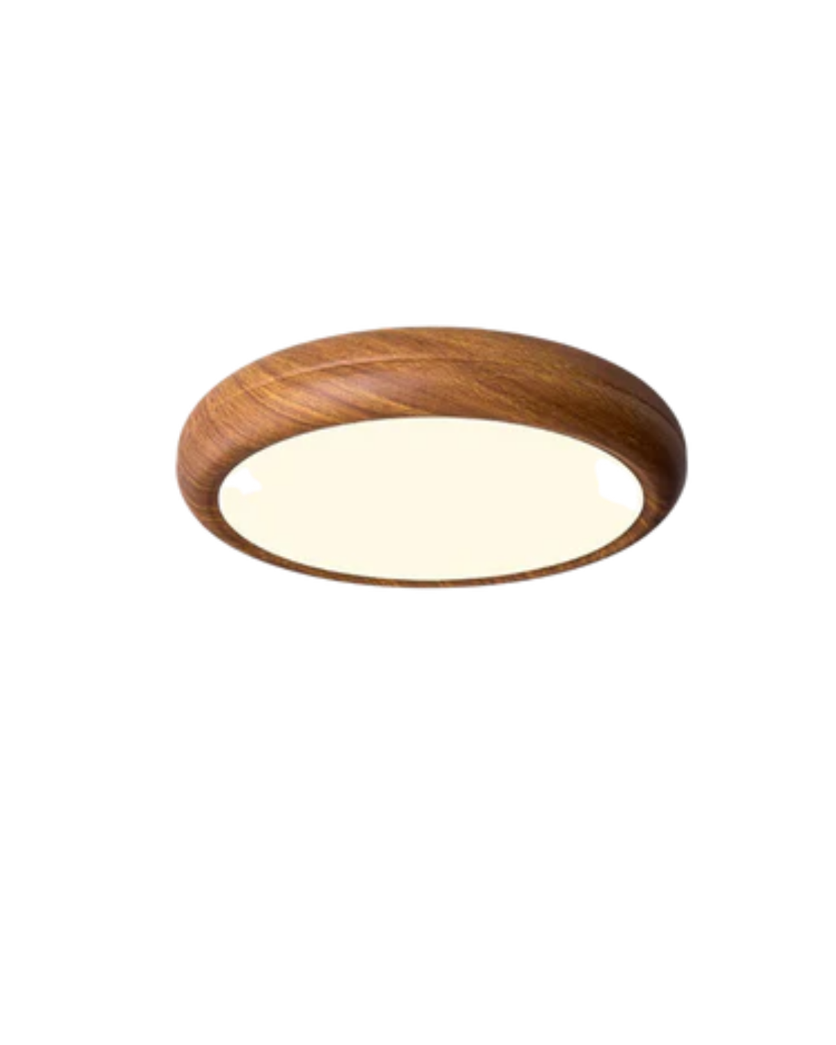 Ronde houten plafondlamp met warm diffuus licht voor serene woonruimtes | Sansoti