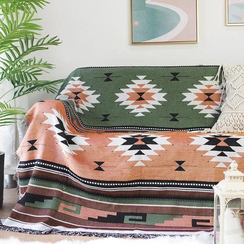 Überwurfdecke Jacquard Gewebt Fransen Bunt Baumwolle Polyester Warm Weich | Restfield