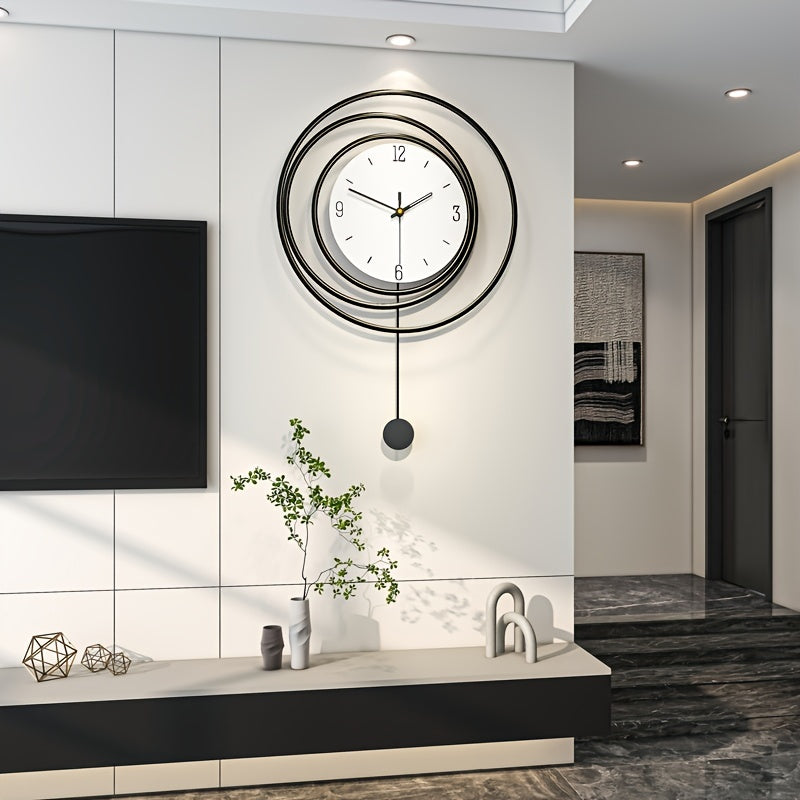 Metalen Wandklok Modern Minimalistisch – 72 cm hoog en 45 cm breed met Stil Uurwerk – Zwarte Muurdecoratie voor Woonkamer Kantoor | Sansoti