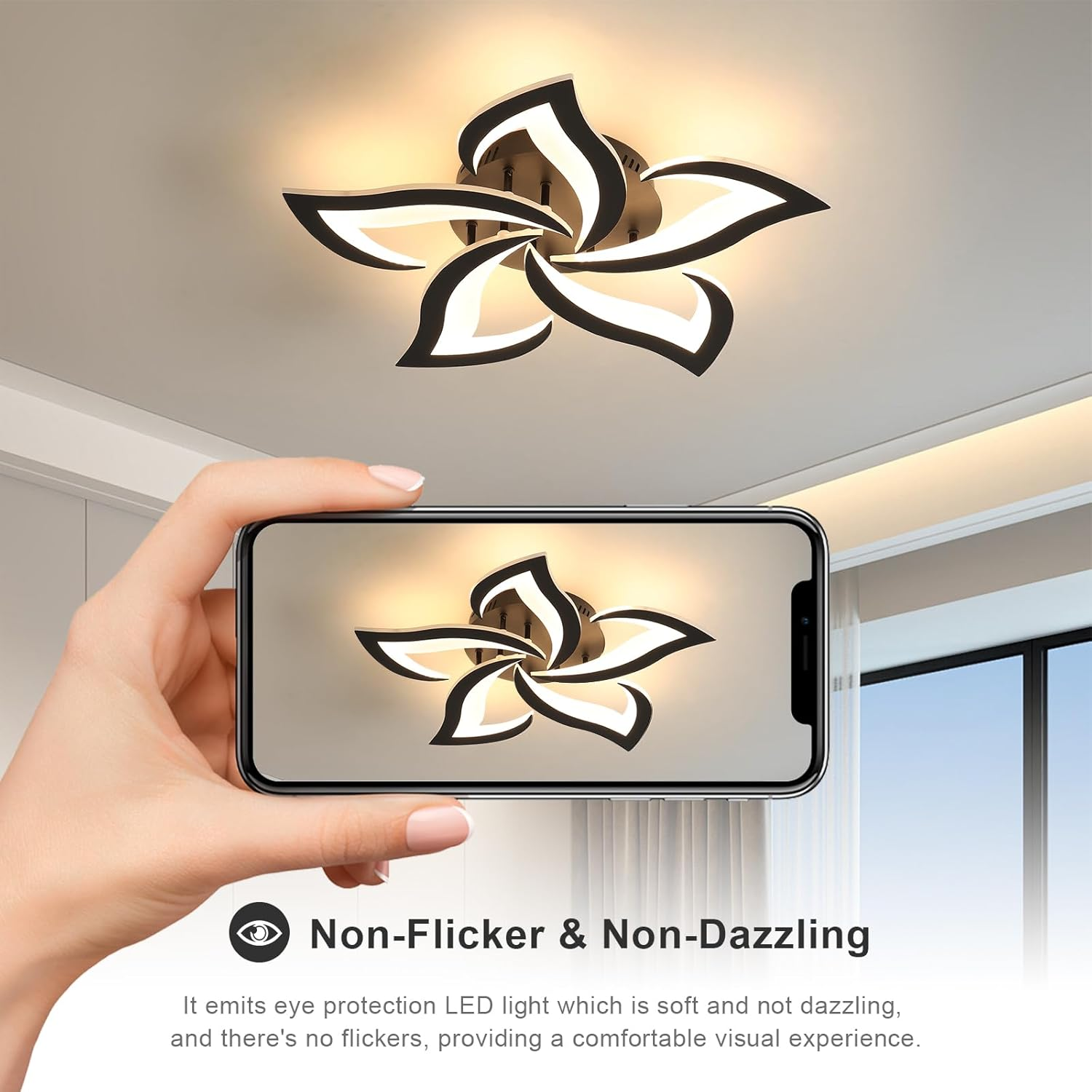 Lovela Flower Deckenleuchte LED 3200 Lumen Schwarz Wohnzimmer Schlafzimmer Design Deckenleuchte modern | Restfield
