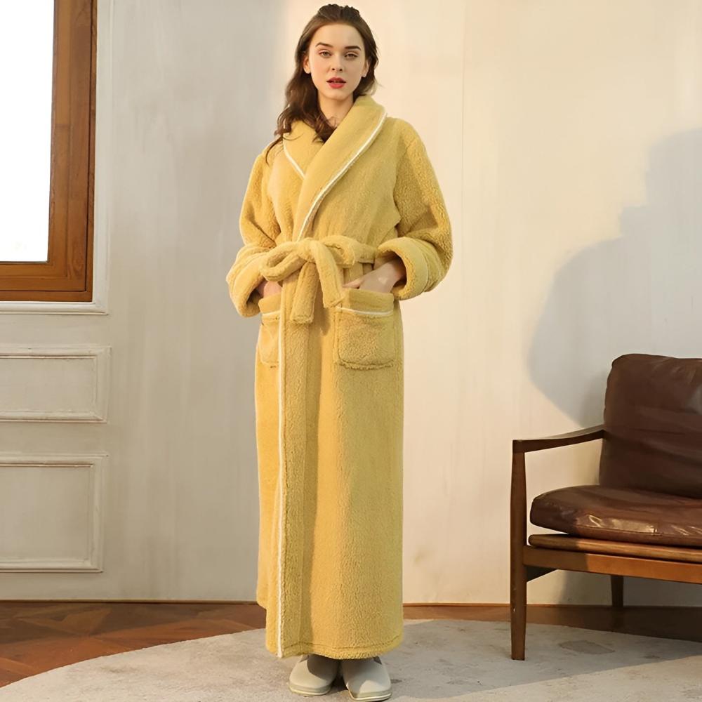 Sherpa Coral Fleece Badjas met Shawlkraag Unisex Loungewear Comfortabel Huis Huispak Zachte Fleece Ochtendjas | Sansoti
