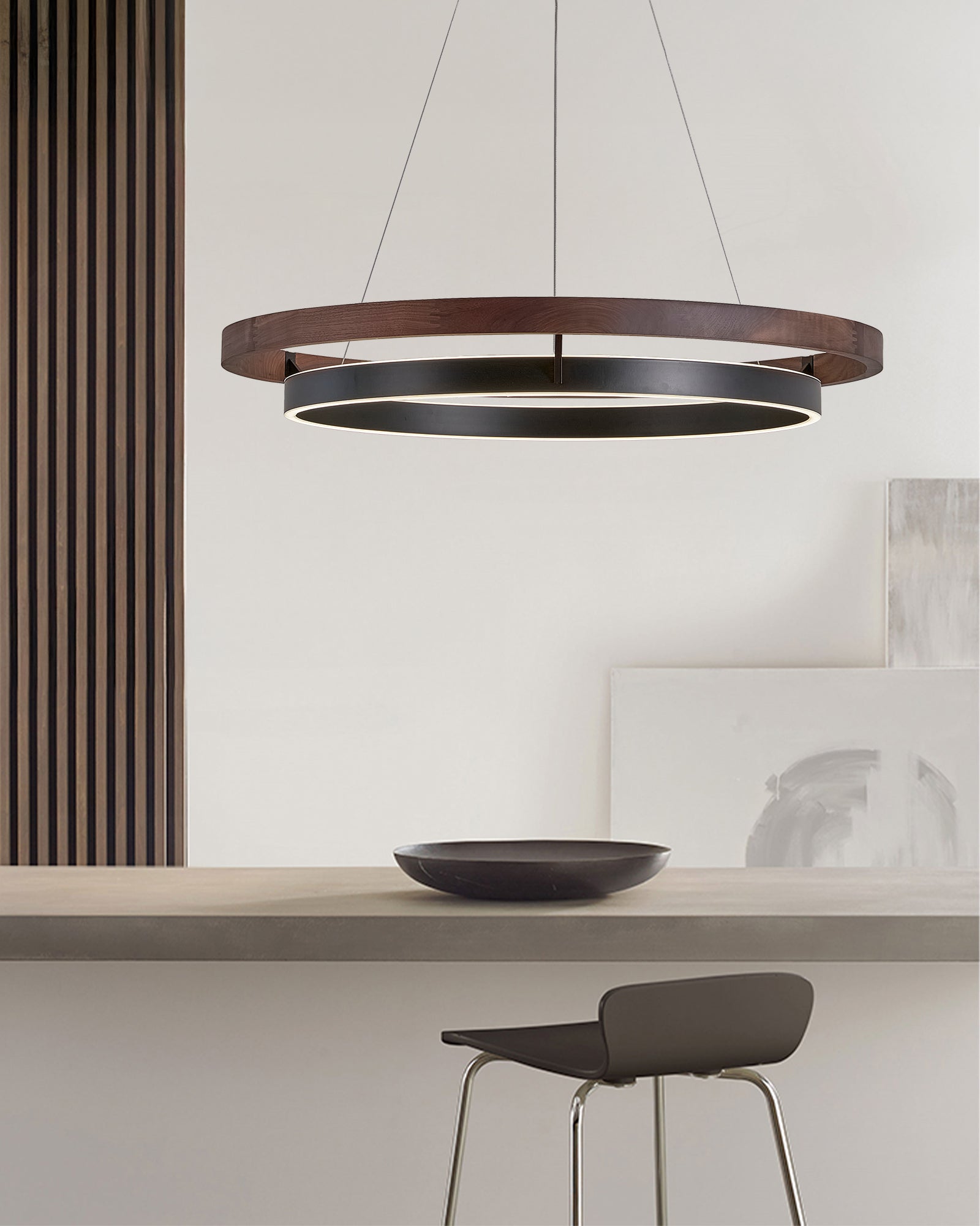Holz-Ring-Kronleuchter LED Eingebaut Warmweiß Dimmbar Esszimmer Wohnzimmer Deckenlampe Modern Bauernhaus | Restfield