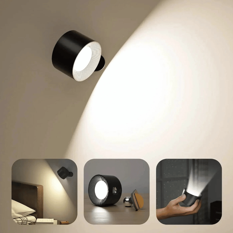 LED Wandlamp Draadloos met Accu en 360° Draaifunctie | Compact Design voor Woonkamer, Slaapkamer, Leeshoek, Hal | Instelbare Kleurtemperatuur Warmwit Neutraalwit Koudwit | Oplaadbare Verlichting 2000mAh | Sansoti