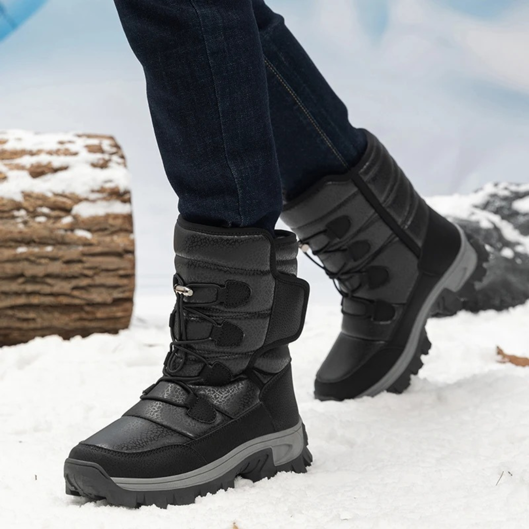 Wasserdichte Damen-Winterstiefel mit warmer Fütterung, Klettverschluss, rutschfester Sohle, knöchelhoch, Snowboots und Outdoorschuhe | Sansoti