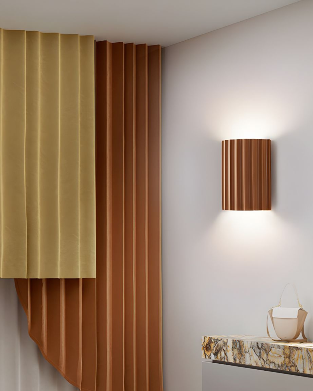 Wandlamp Ribbelstructuur Groen Met Tweezijdige Lichtbundel Voor Sfeervolle Ruimtes | Sansoti