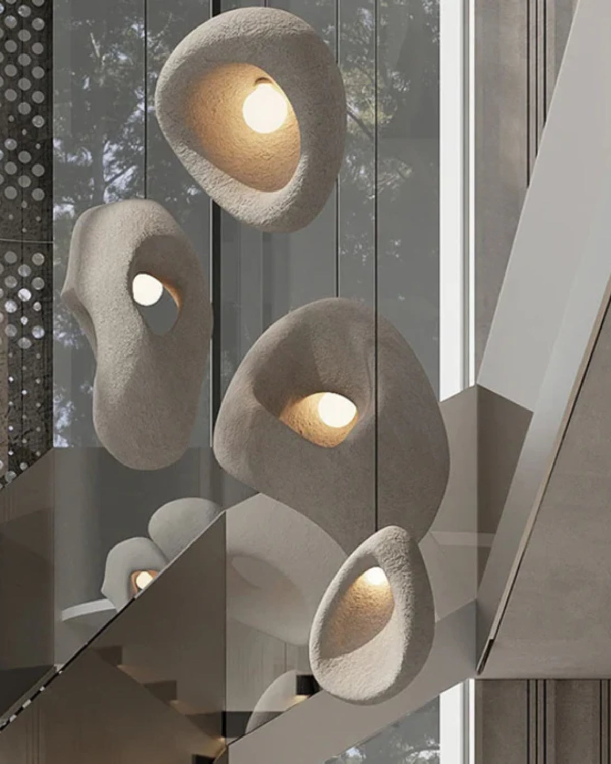 Organische Steen Hanglamp – Sculptural Elegantie voor Modern Interieur | Sansoti