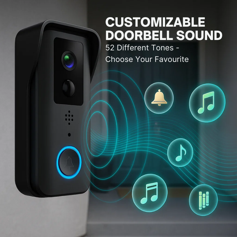 Draadloze Smart Video Deurbel Camera | HD-Beeldkwaliteit Dag & Nacht | WiFi Tweerichtings Intercom | Bewegingsdetectie | Geen Abonnement Vereist | Weerbestendig | Oplaadbare Batterij 90 Dagen | Sansoti