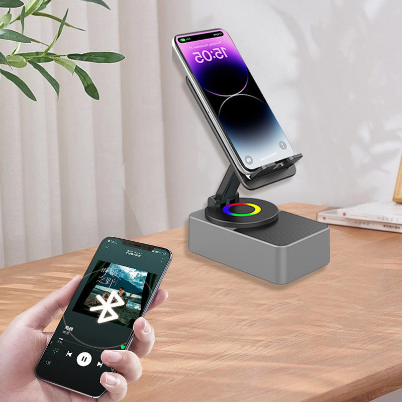 Wielofunkcyjny uchwyt na telefon z głośnikiem Bluetooth, bezprzewodowym dźwiękiem 360° oraz obrotową i regulowaną konstrukcją do smartfona | Sansoti