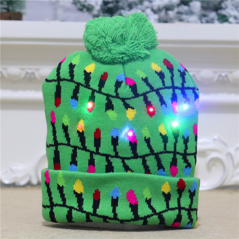 Gebreide Kerstmuts met LED-Verlichting op Batterij Winteraccessoire Feestelijk Design Kerstsfeer Kerstmis | Sansoti