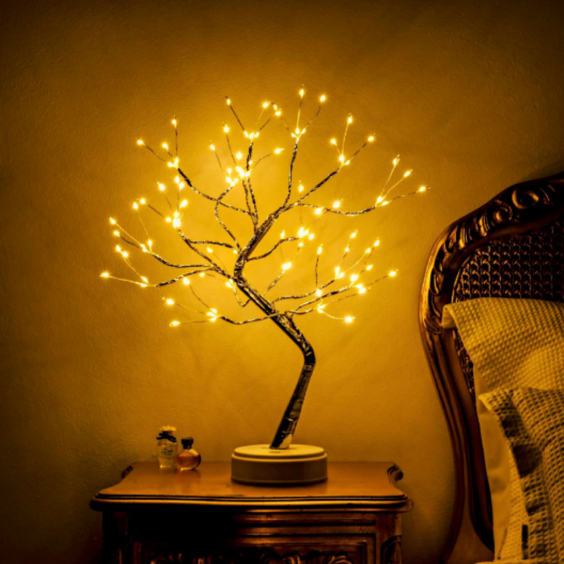 Bonsai Tree Table Lamp with LED Lighting Warm Atmospheric Decorative Tree Lamp USB or Battery Mood Light for Christmas Decoration Living Room | Sansoti