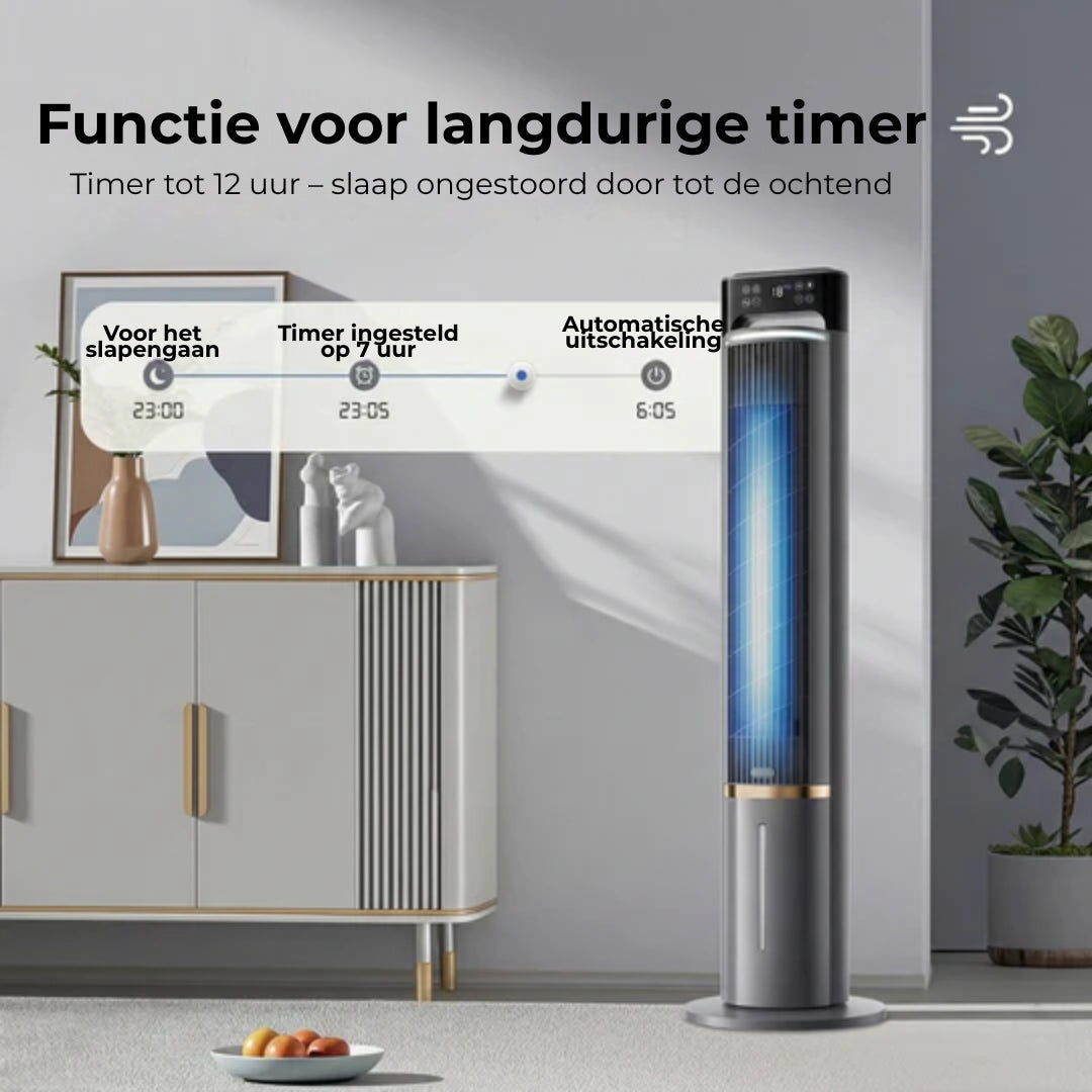 Draagbare Luchtkoeler met Watertank en Timerfunctie – Stil en Krachtig voor Slaapkamer en Kantoor | Sansoti