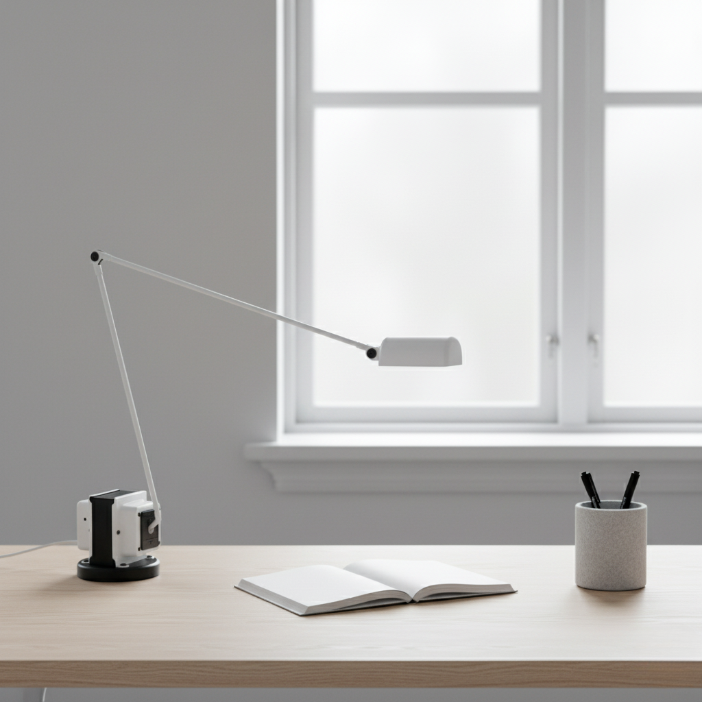 Verstelbare LED Bureaulamp met Gelede Arm Zwart Wit Rood Geel Nikkel Dimbaar Tafelverlichting Werklamp | Sansoti
