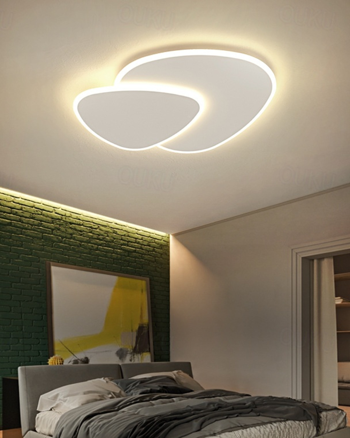 Plafondlamp Asymmetrisch Ontwerp LED Verlichting Warm Licht Modern Interieur Woonkamer Slaapkamer Eetkamer Minimalistische Designlamp | Sansoti
