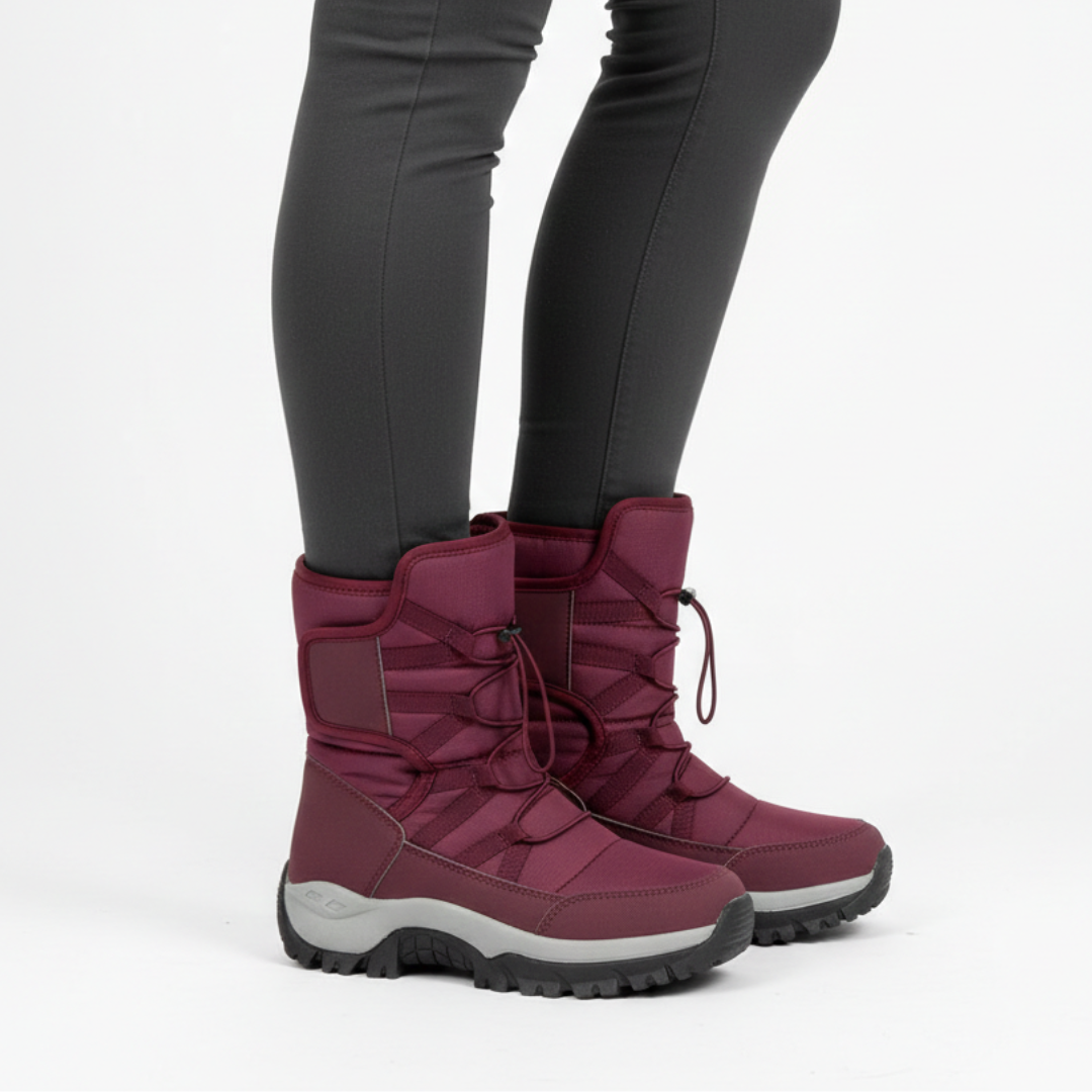 Waterdichte Winterlaarzen met Warme Voering Dames Sneeuwbestendig Antislip Platform Klittenband Outdoorschoenen | Sansoti