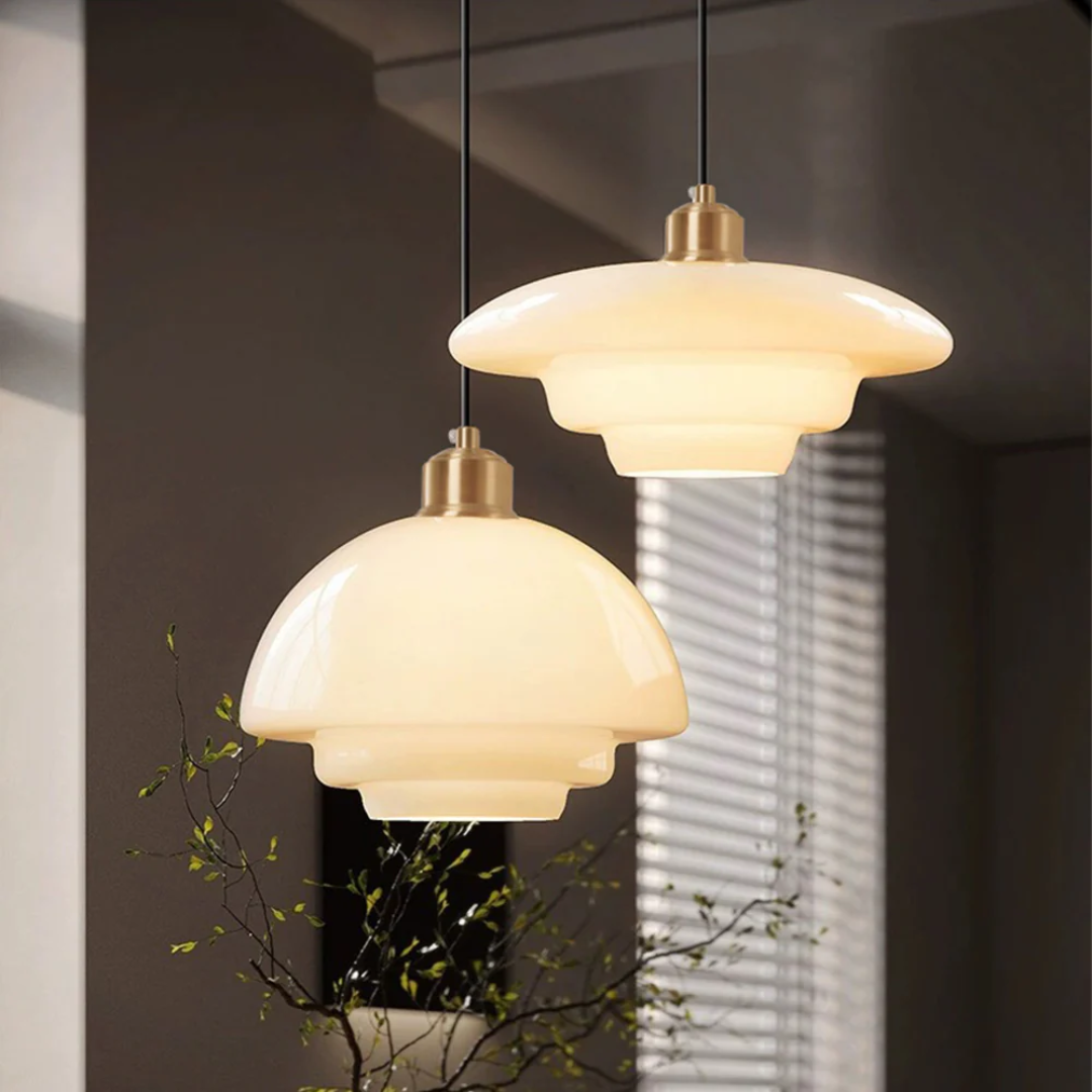 Hängelampe Glas E27 Gold Rund Wohnzimmer Esstisch Küche Organisches Design Stimmungslicht Modernes Interieur | Restfield
