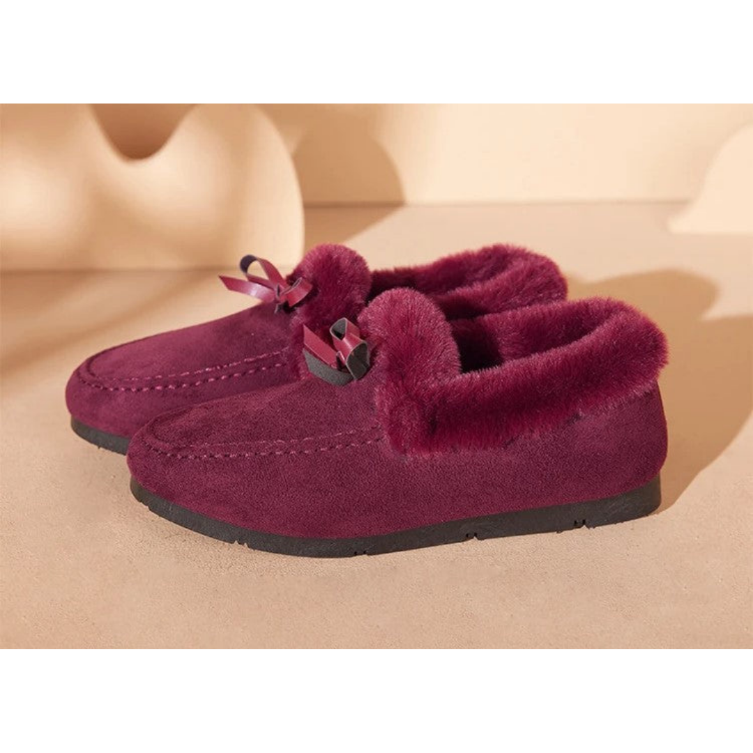 Dames Huissloffen met Pluche Voering Antislip Zool Winterschoenen Strik Comfortabel Warm Binnenslippers | Sansoti