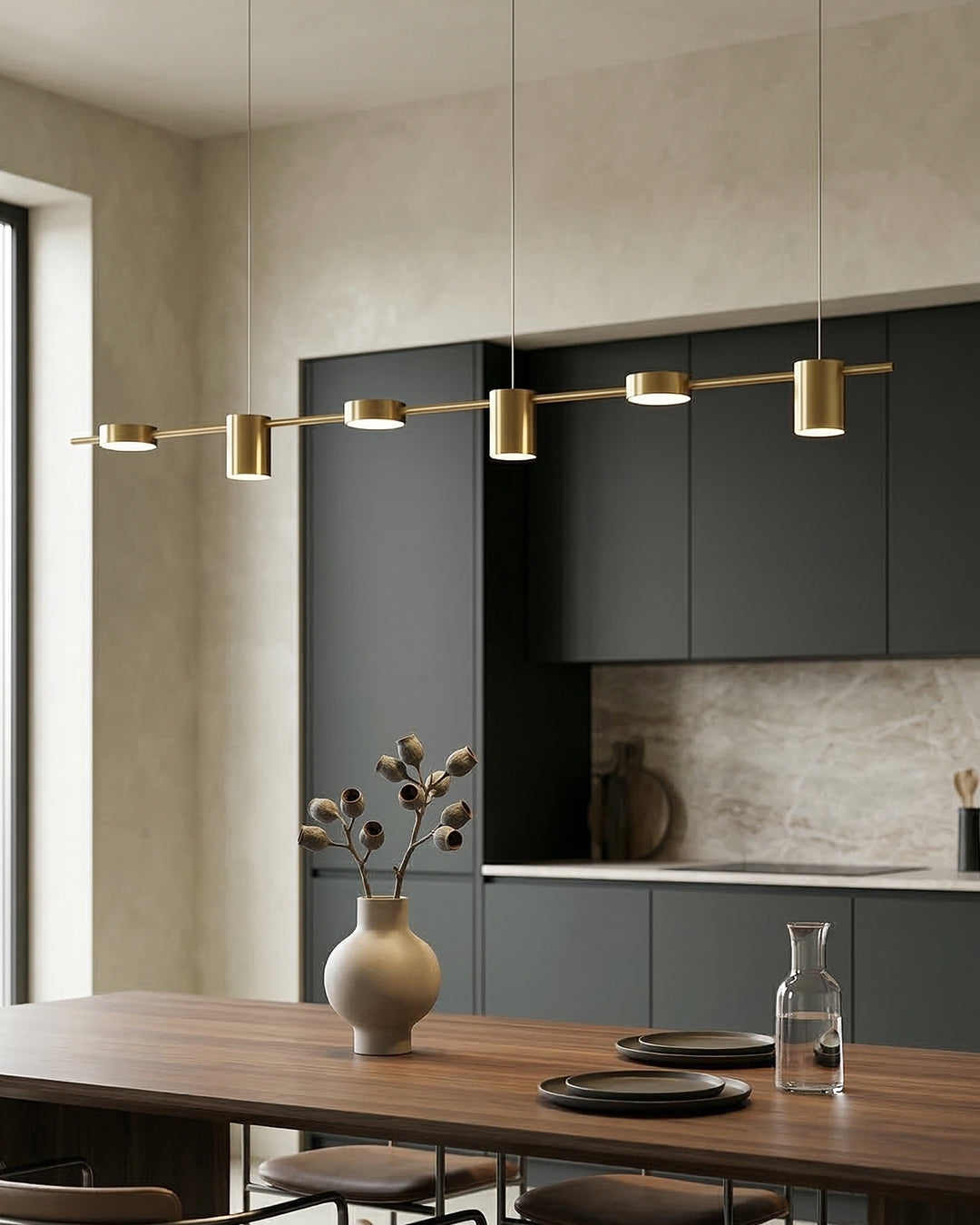 Lineaire LED Hanglamp Helios – Moderne Verlichting met Metaal en Acryl voor Eetkamer en Woonkamer | Sansoti