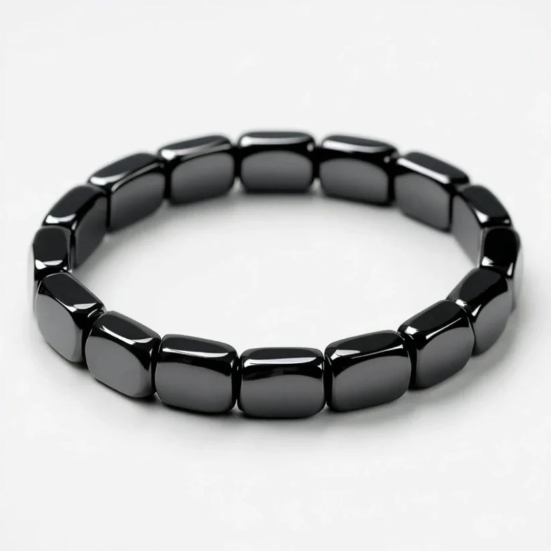 Verstellbares Hämatit-Armband, Schwarz, silberfarben, Naturstein, Balance, Ruhe, für Damen und Herren, Meditation | Sansoti