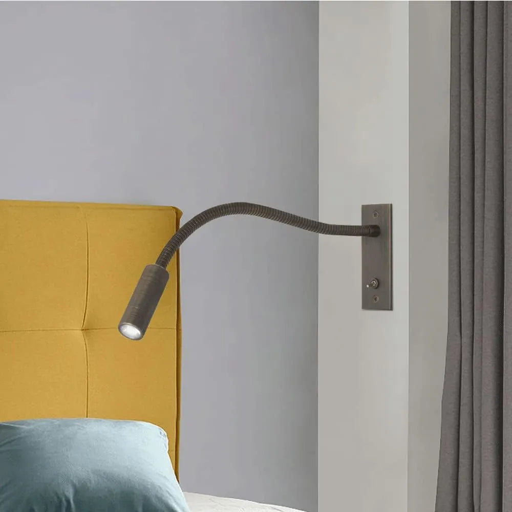 Adjustable LED Wall Lamp Metal Warm Light Reading Lamp Bedroom Bedside Lamp Spotlight Modern Design Chrome Bronze | Sansoti