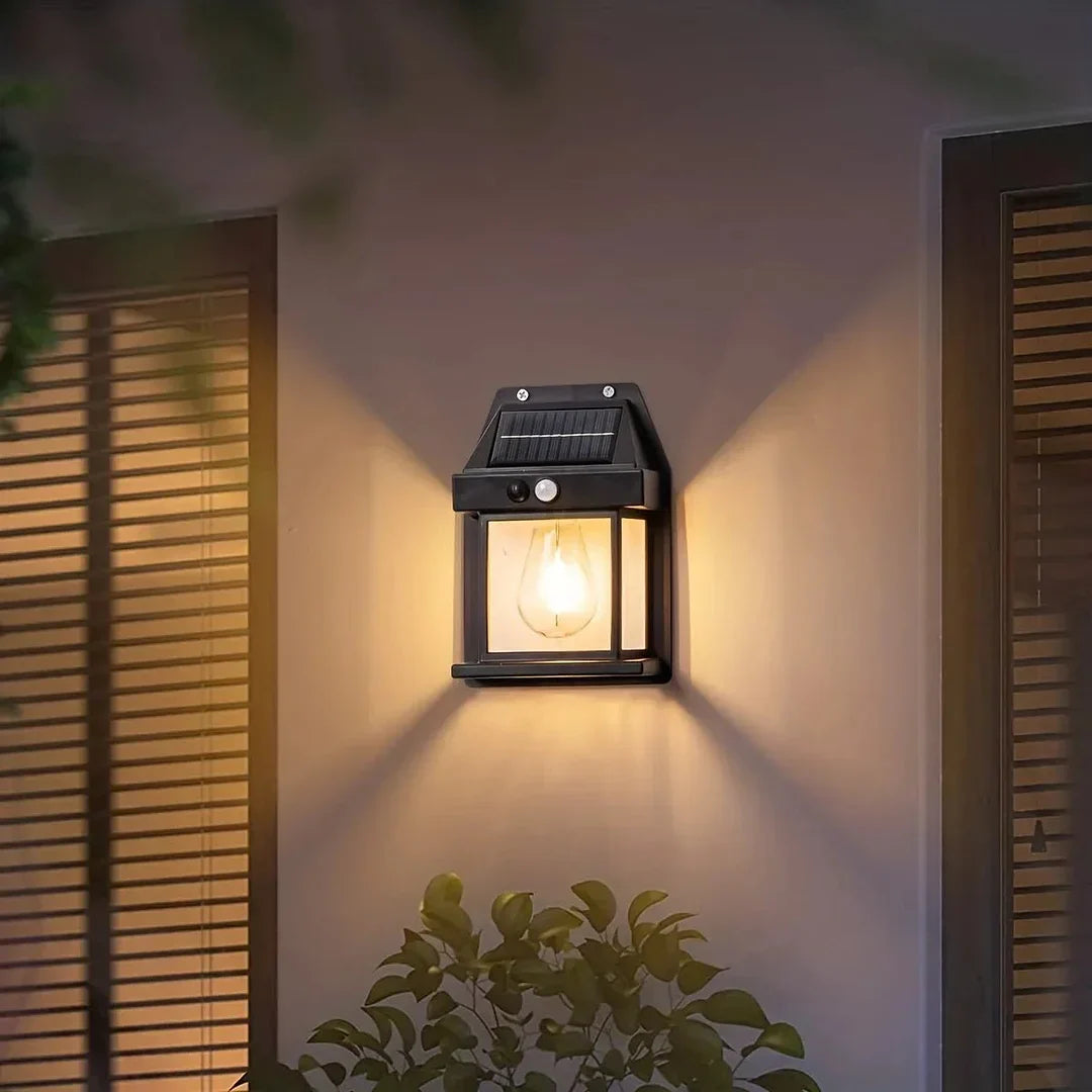 Solar-Außenlampe mit Bewegungssensor 3 W LED IP44 wasserdichte Wandleuchte für Garten Terrasse Balkon Auffahrt Beleuchtung | Sansoti