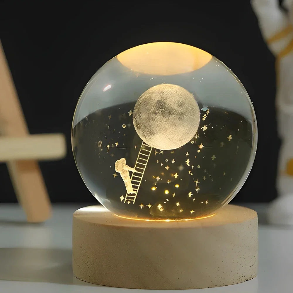 Kristallkugellampe mit farbiger LED-Beleuchtung | Dekorative Stimmungsbeleuchtung für Wohnzimmer und Schlafzimmer | Sansoti
