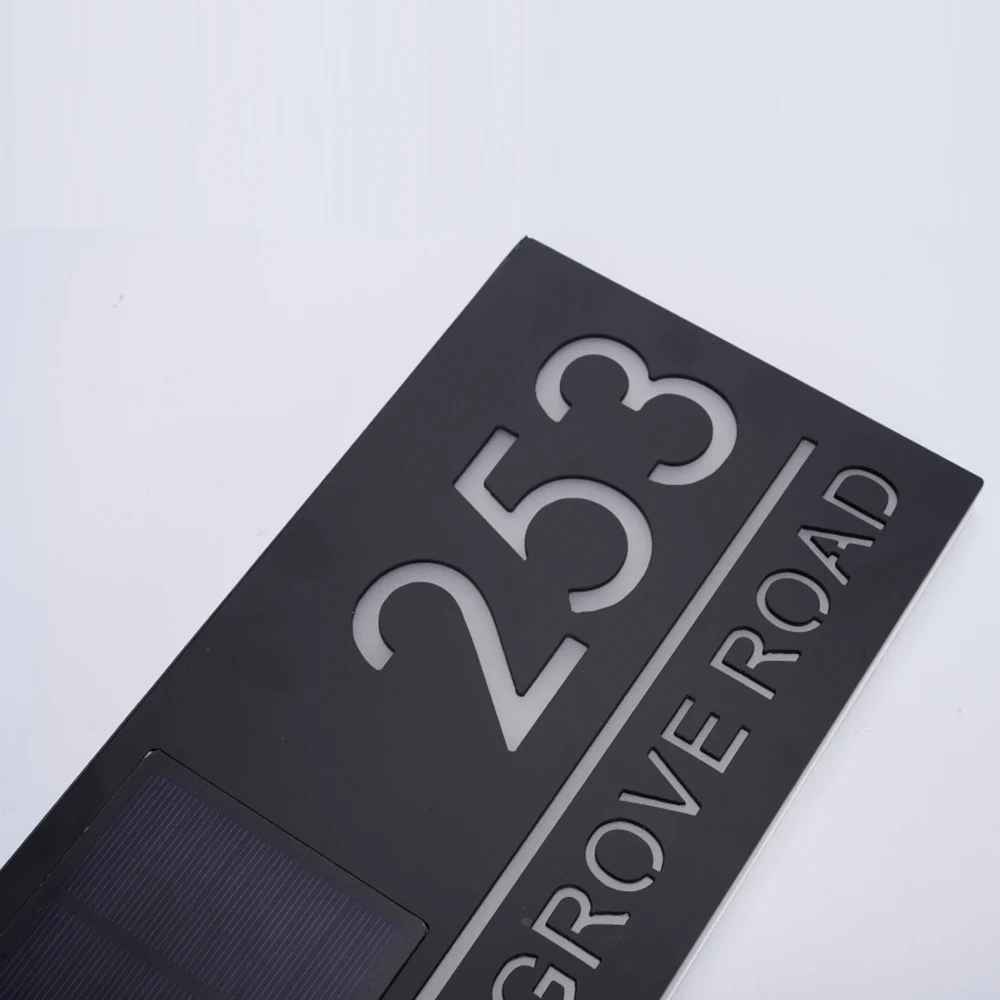 Solar LED House Number Sign 3D Acrylic Illuminated Warm White Modern for Garden & Entrance | Sansoti