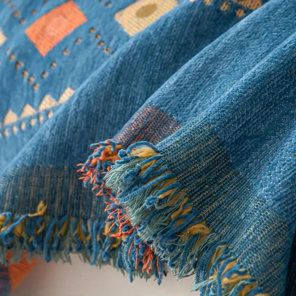 Bohemian bankhoes met anti-slip onderkant – stijlvolle meubelbescherming met kwastdetails | Sansoti
